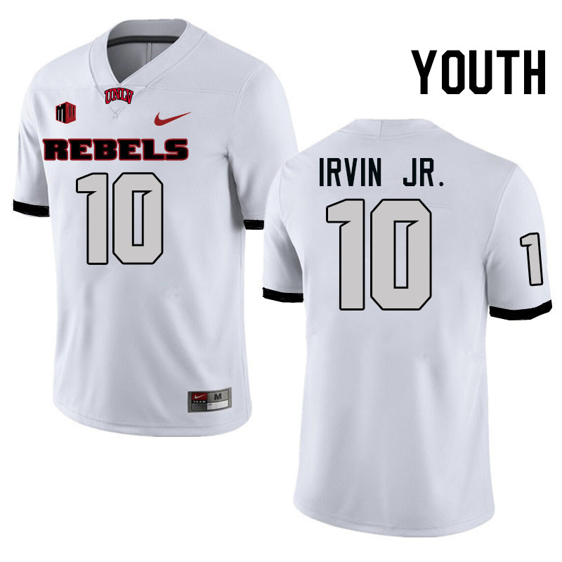 Youth #10 DeAngelo Irvin Jr. UNLV Rebels College Football Jerseys Stitched-White